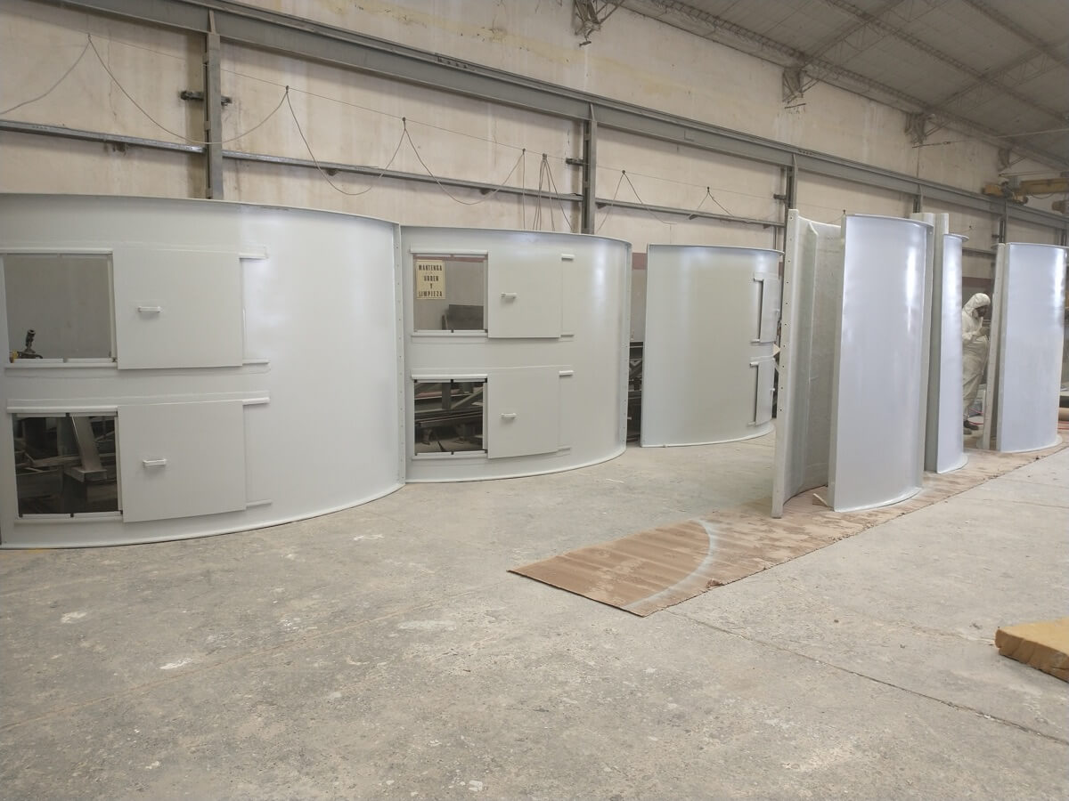 Fabricación y montaje de capotas (carcasa) íntegramente en PRFV, para filtros lodos